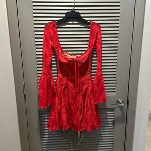 Red flared corset house of CB dress